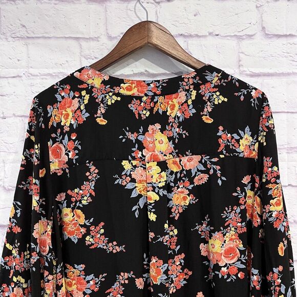 Woman Within Blouse Size 18/20 Floral Print V Neck 3/4 Sleeve Tunic Top Casual - Picture 7 of 11